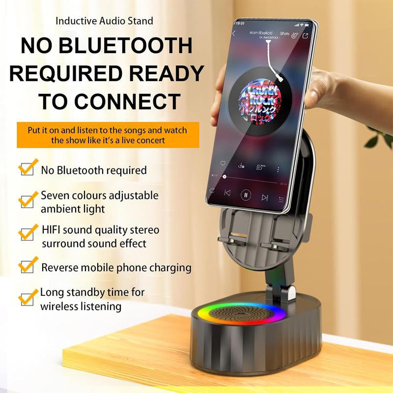 5in1 Phone Holder Wireless Induction Bluetooth Speaker