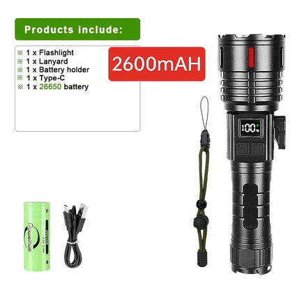 2024 1000000LM High Power Rechargeable LED Flashlight